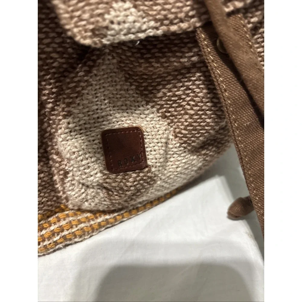 Roxy Drifter Rucksack Woven Boho Drawstring Neutral Tan‎ Pink Hippy Backpack Bag